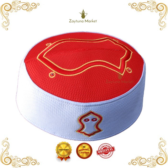 Peci Songkok Terompah Nabi Putih Biru Thekufi Biru, No.8