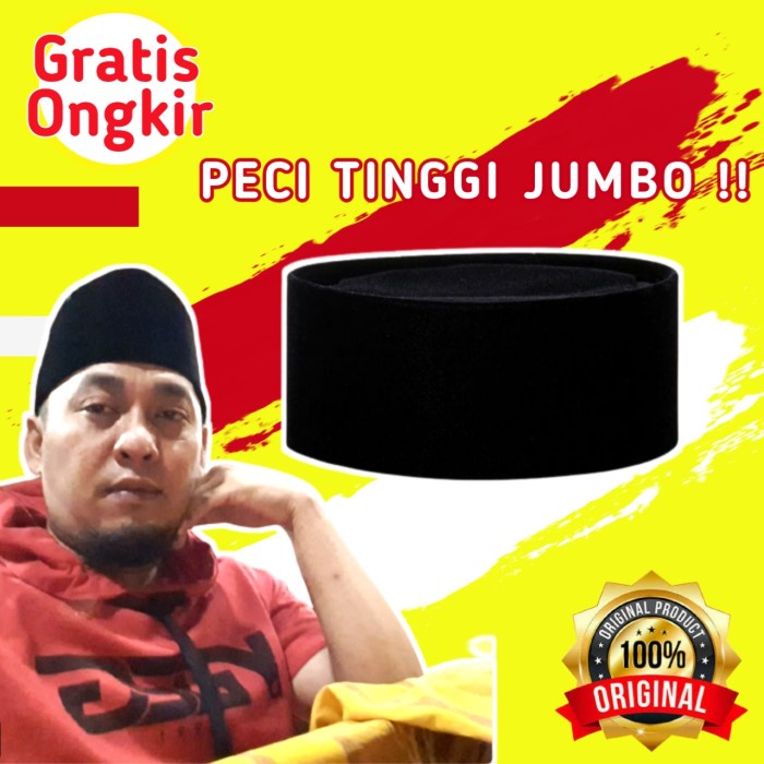 Peci Tinggi 12 11 10 Cm Ac Kopiah Songkok Peci Hitam Tinggi 12Cm Ac