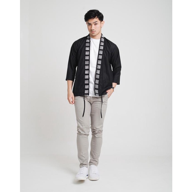 D'GAWAN Outer Batik Pria Khata Kimono - Black