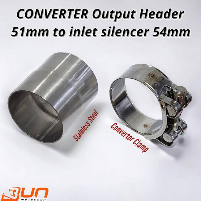 Converter Adaptor Stainless Steel Knalpot 51mm ke 54mm inlet Silencer