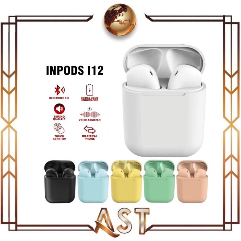 BIG SALE Headset Bluetooth i12 TWS Makaron inpods Hf BT Wireless android macaron Warna Warni LARIS