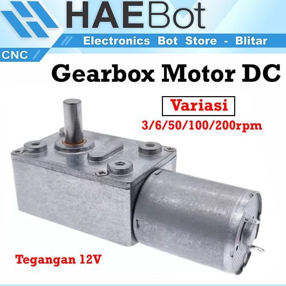 [HAEBOT] Gearbox Gear Box Motor Dinamo DC 12V ZGY370 Rpm 3 6 50 100 200 Ratio Torsi Tinggi High Torq