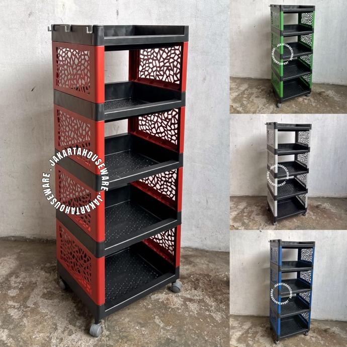Rak susun roda rak dapur plastik 5 susun tabitha RSTK