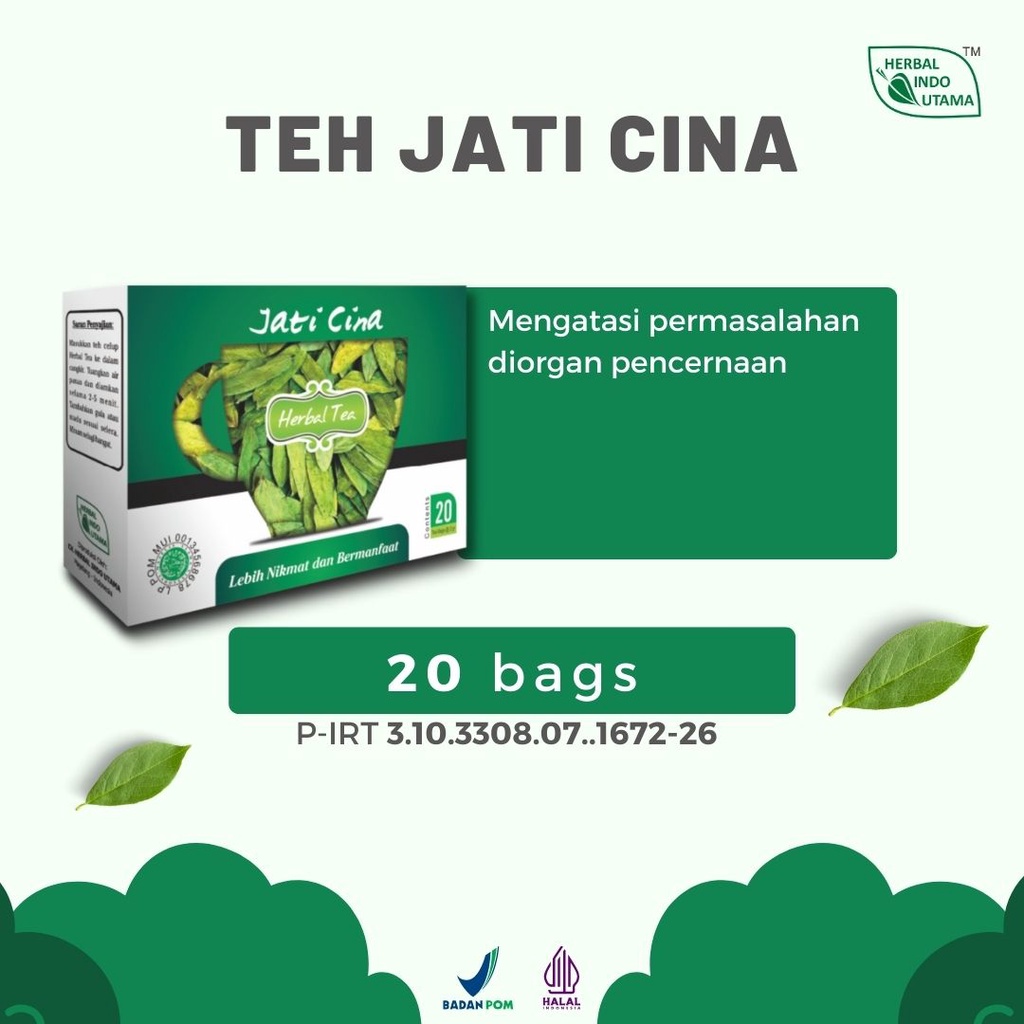 

TEH JATI CINA TEH CELUP HERBAL JATI CINA ATASI GANGGUAN PENCERNAAN SEMBELIT TURUNKAN BERAT BADAN