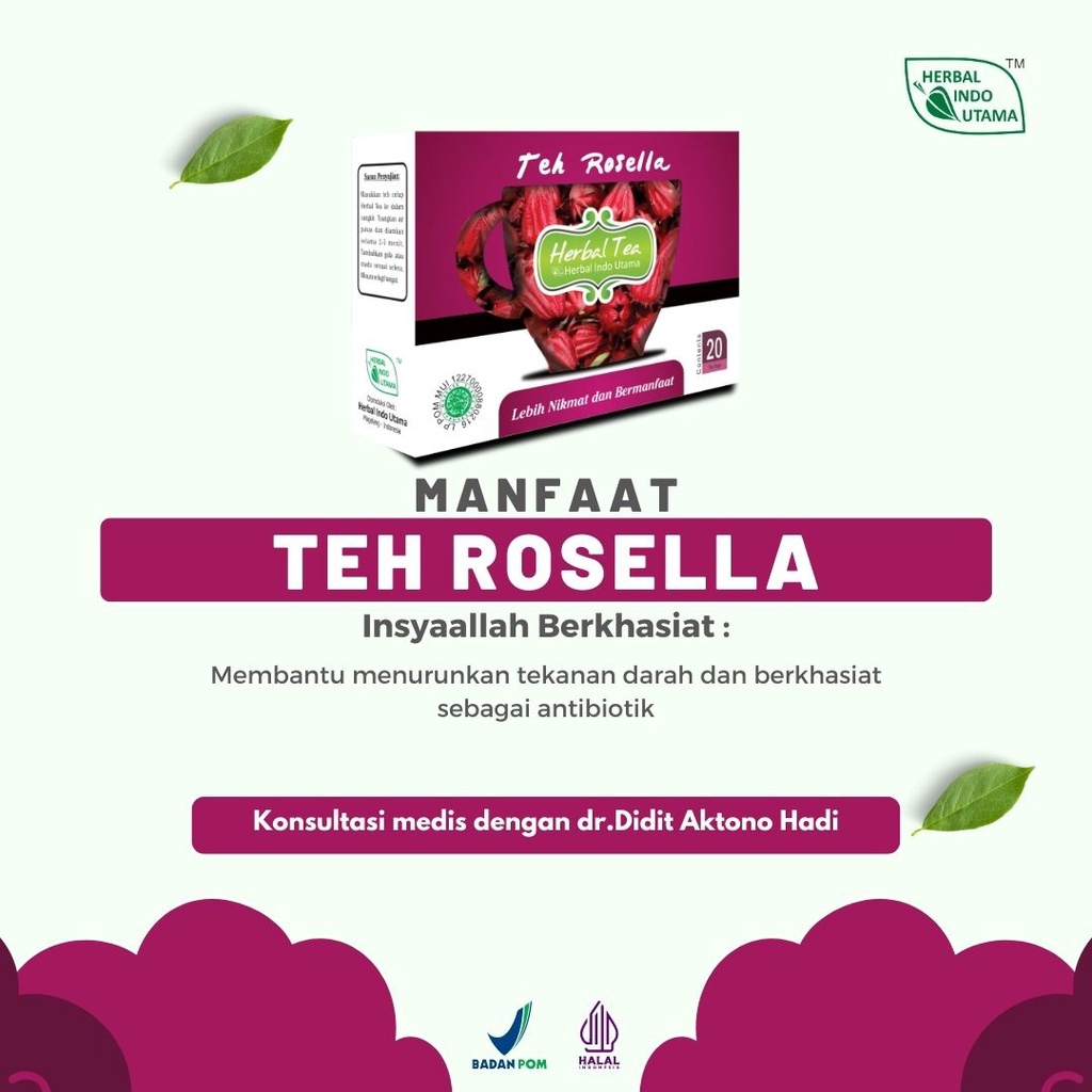

TEH ROSELLA TEH HERBAL ANTIOKSIDAN ANTI KANKER ISI 20 KANTUNG TEH CELUP HERBAL INDO UTAMA
