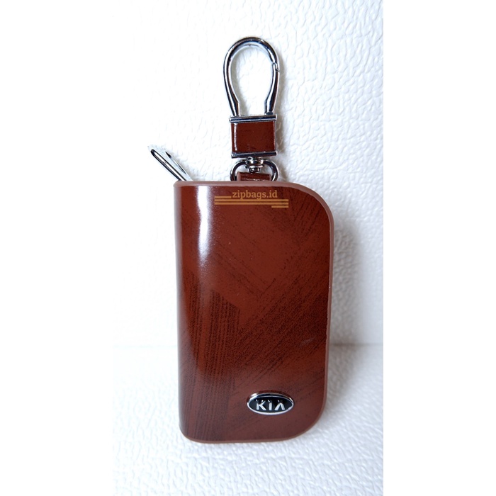 DOMPET GANTUNGAN KUNCI KULIT STNK MOBIL MOTOR LOGO KIA IMPORT 03