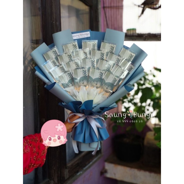 SAUNG BUNGA | kerangka buket uang kosongan ghaib bucket money bouquet 20 lembar