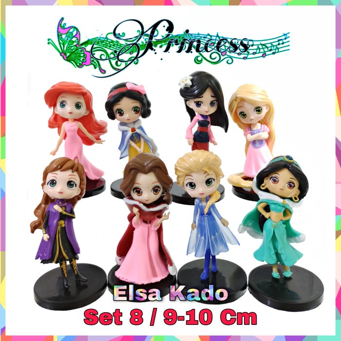 TERLARIS ACTION FIGURE QPOSKET PRINCESS DISNEY SET ISI 8 PCS