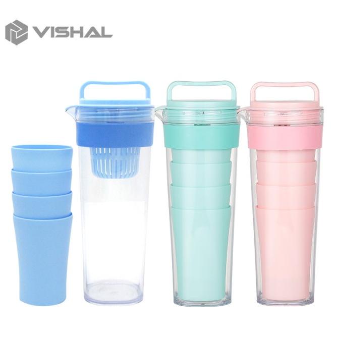 ~~~] VISHAL Teko Air Panas Dan Dingin Set Dengan Cangkir Plastik Teko