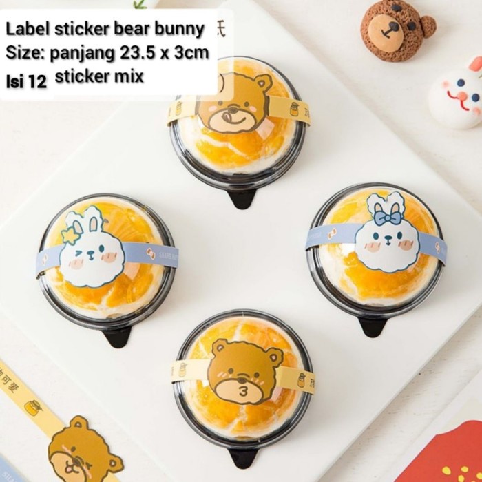 

siap kirim] 12pcs STICKER LABEL TRAY MOONCAKE BEAR BUNNY KAWAI MIX /LABEL MOONCAKE