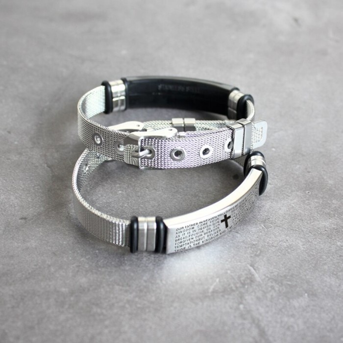 Gelang - Gelang Salib Doa Bapa Kami Stylish Gelang Salib Pria Titanium Keren