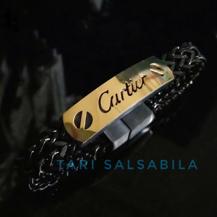 Gelang - Gelang Rantai Pria Titanium Hitam Exclusive Anti Karat Selamanya