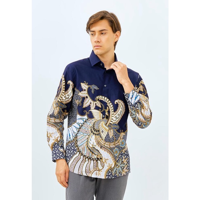 Alisan Kemeja Lengan Panjang Batik Kombinasi Biru BTKKB10303LS