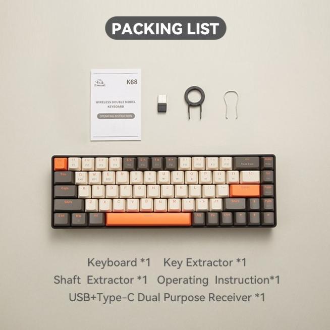 Ziyoulang K68 Wireless Mechanical Keyboard Bluetooth & Hotswap Proses cepat