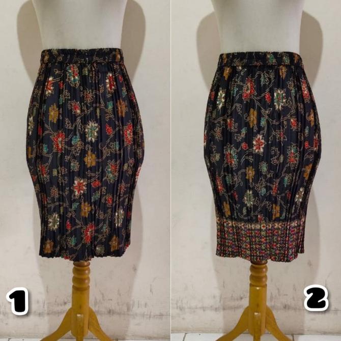Rok Plisket Pendek Riqie Midi Skirt Jumbo Wanita