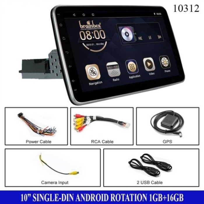 [Baru] Headunit Android Single Din 10 Inch 116 Rotation Lcd Tv Mobil Terbatas