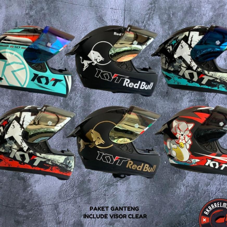 Helm Kyt R10 Motif &amp; Redbull Paket Ganteng | Helm Full Face Kyt R10 Paket Ganteng