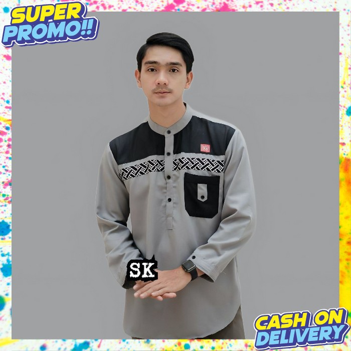 Baju Koko Pria Terbaru 2024 Kemko Laki2 Dewasa Bju Cowok Muslim Pakaian Atasan Laki Laki Lebaran Kok
