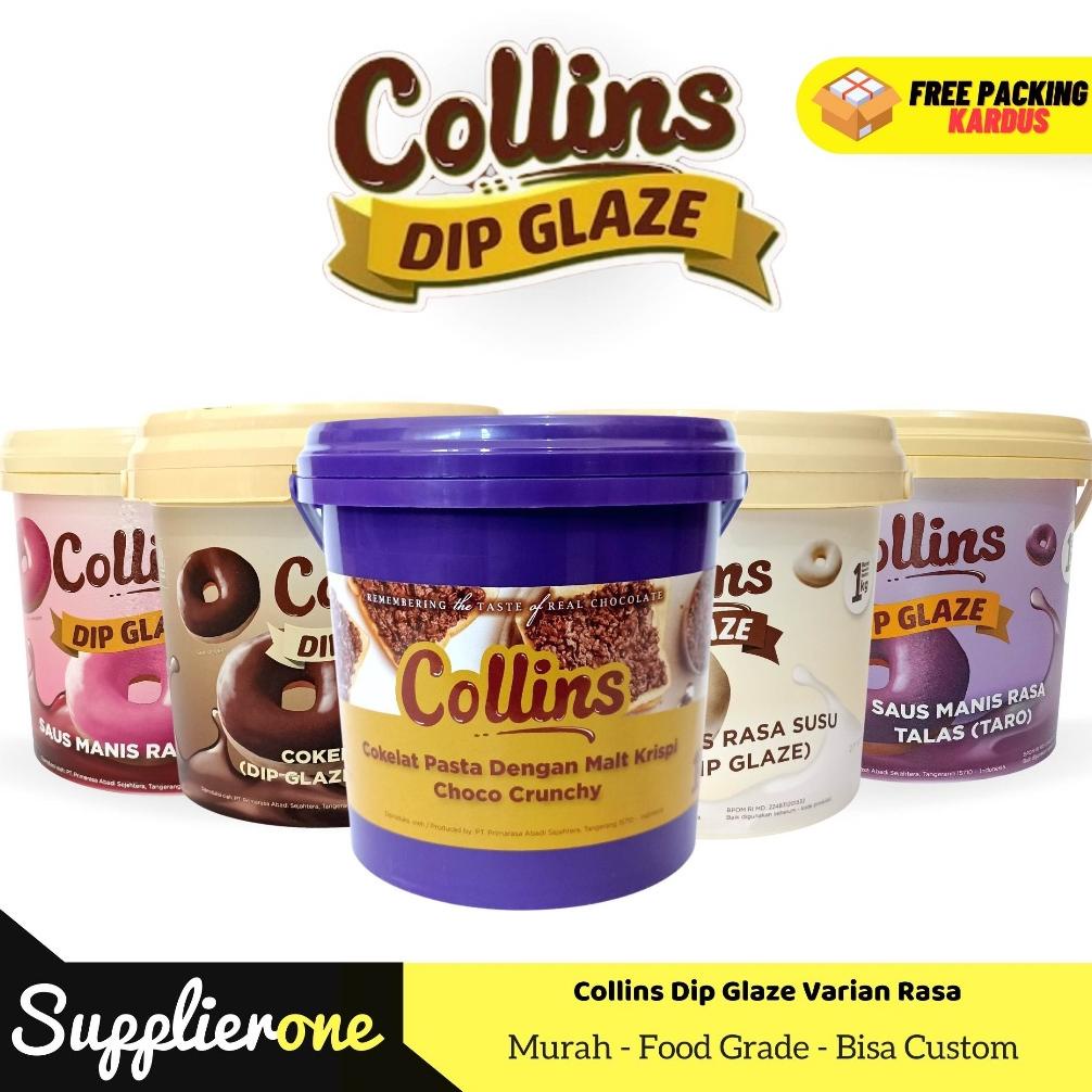 

Ready Collins Dip Glaze 1 kg / Collins Choco Crunchy / Collins Coklat / Collins Tiramisu / Collins Strawberry / Collins Taro / Collins white 1 kg