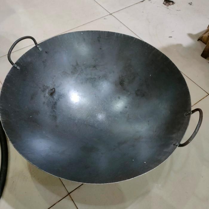 Kuali/Wajan/Wok Nasi Goreng Plat Hitam Baja Uk 45 Cm Tebal