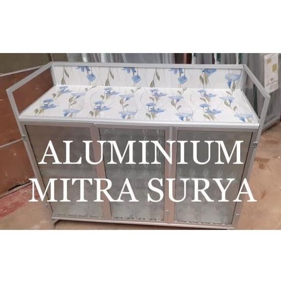 Terjangkau Rak Kompor Aluminium Kaca Keramik 3 Pintu Kitchen Set Dapur Rosennie_
