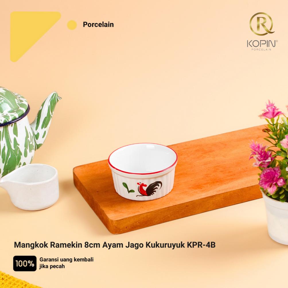 Mangkok Ramekin 8cm Ayam Jago Kukuruyuk Kopin KPR-4B Porcelain Keramik