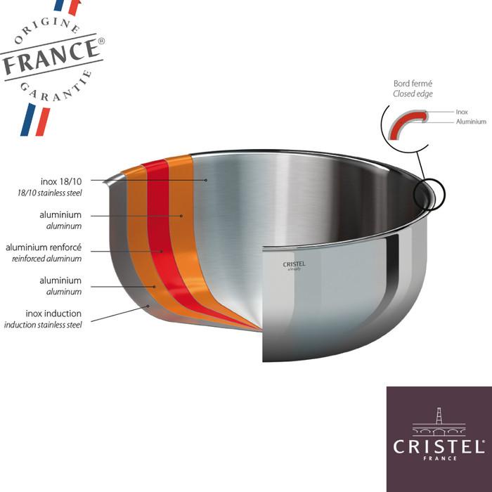 Cristel Stainless Steel Wok Castel Pro / Wajan Penggorengan 28 Cm 5Ply