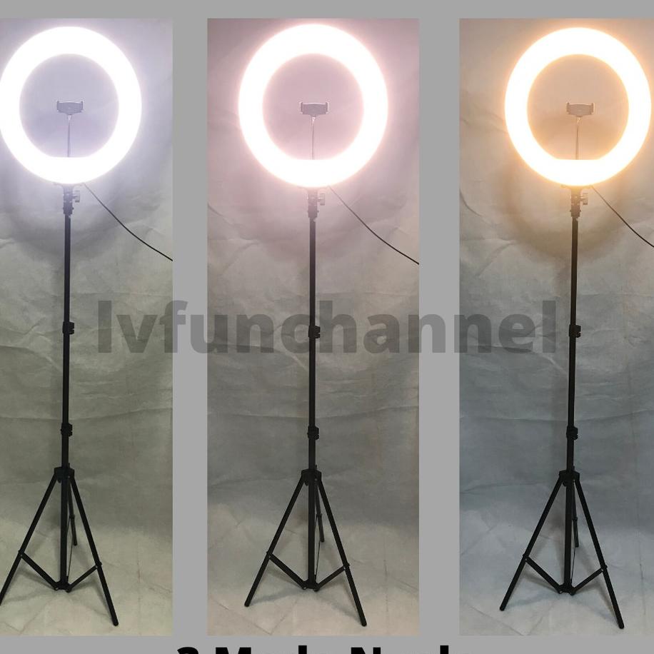 Ring Light Besar Led 45Cm 18 Inch 50 Watt + Tri 200Cm Dimmable Mua Tiktok Vlog Selfie