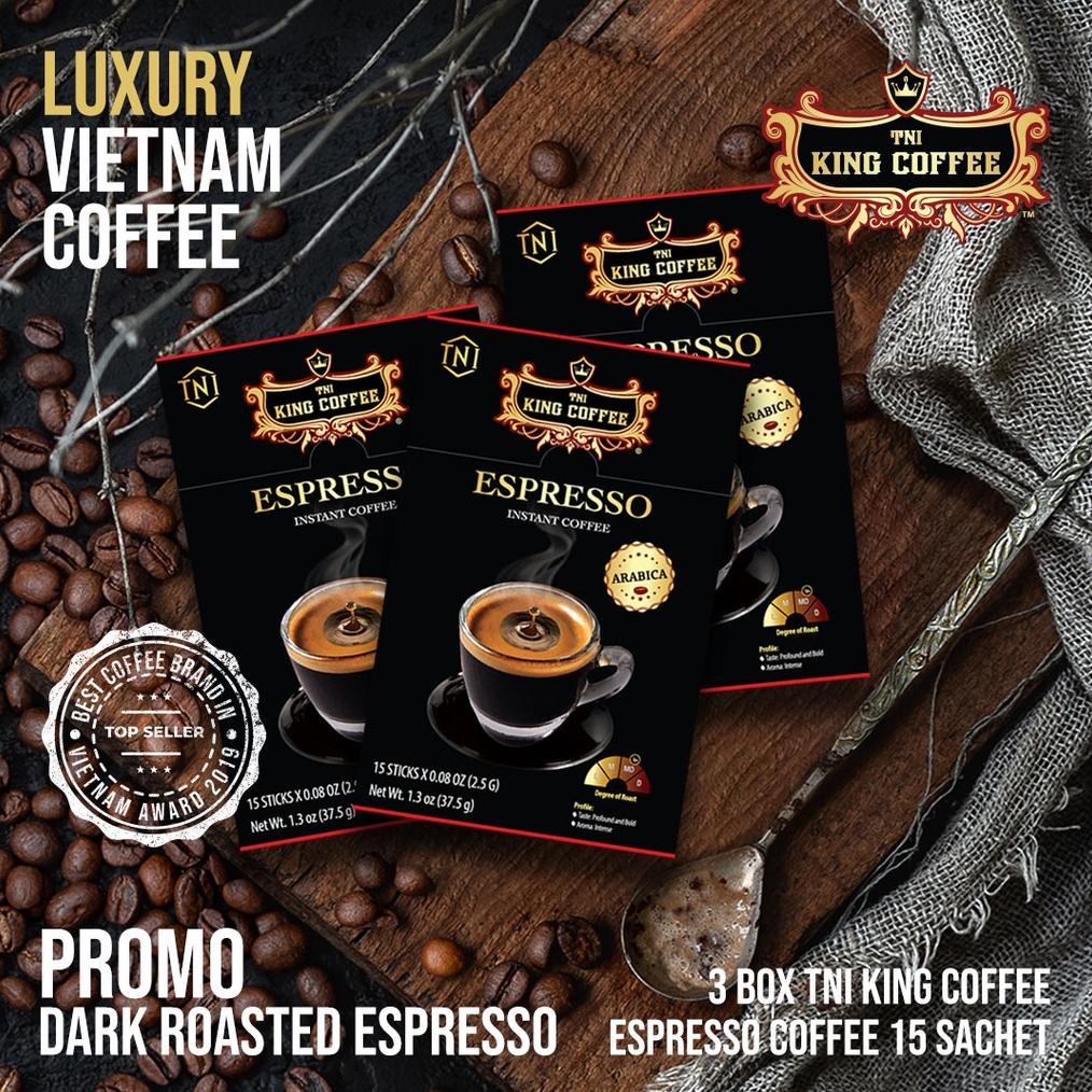 

[TERMURAH] Promo 3 Box King Coffee Espresso (3x15 sachet) Kopi Instant No Sugar Kopi Vietnam by Trung Nguyen Produsen Kopi G7