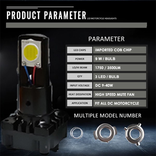 New Lampu Motor Led 3 Sisi 3 Mata 3 Led Hi/Lo Ac/Dc Adaptor Strobo Gratis Ongkir