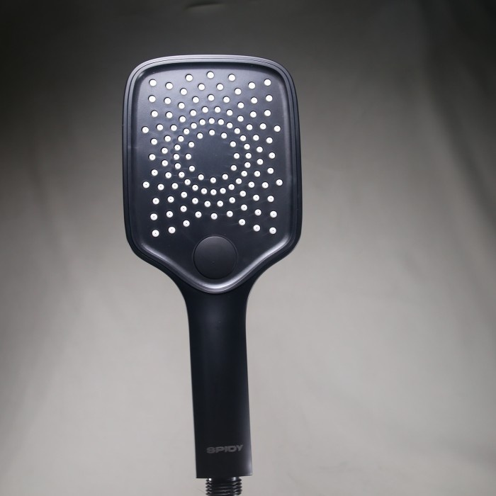 New Spidy Kepala Shower Hitam Minimalis Kotak 3 Mode Tekanan Tinggi Gratis Ongkir