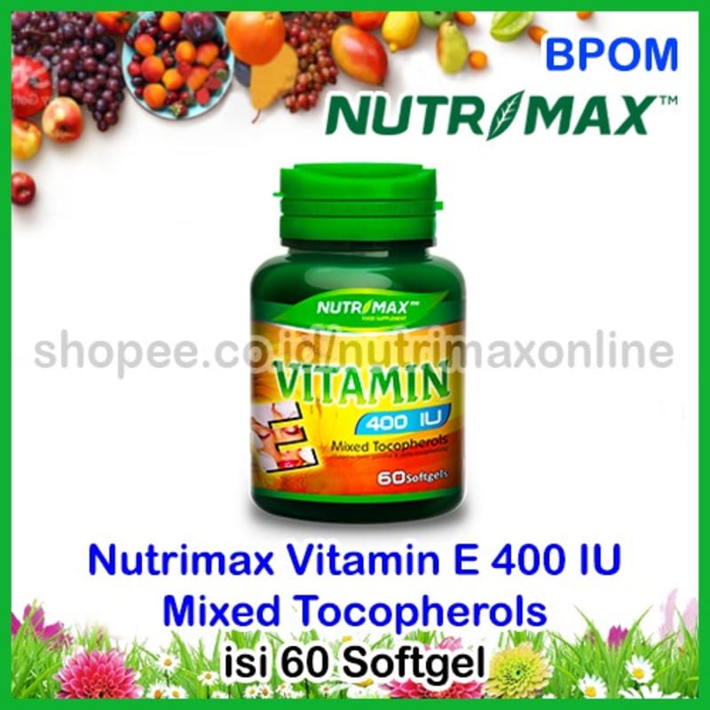 Nutrimax Vitamin E 400 IU Mixed Tocopherols Isi 60 Nutrisi Kecantikan Kulit Antioksidan & Antiaging 