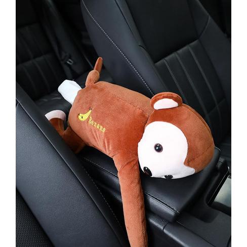 Kotak Tissue/Tempat Tissue Mobil Monyet Bergelantungan Coklat/Pink