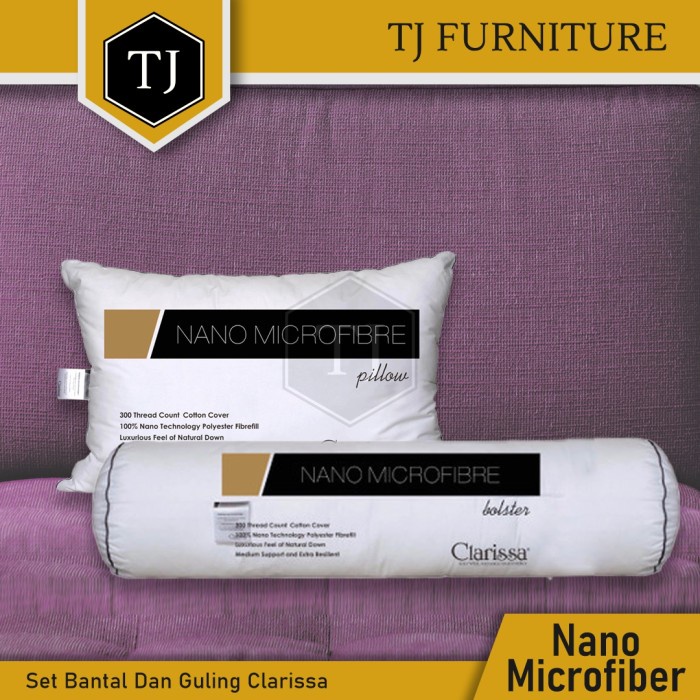 Promo Paket Bantal Dan Guling Tidur Clarissa - Nano Microfiber Uk. 50X70 Cm