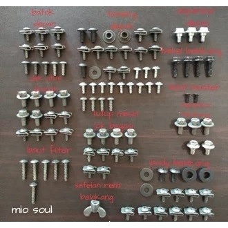 Baut Body Full Set Mio Soul Karbu Lengkap Original Bosh Karet Ring Mur