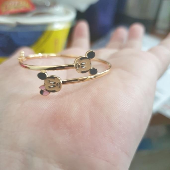 BIG SALE BANGLE GELANG KAKU BULAT ANAK EMAS ASLI 700 70% MICKEY MINNIE MOUSE 