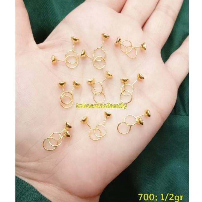 NEW PRODUK ANTING EMAS 700 MODEL TOGE MATA PUTIH 0,5GR 