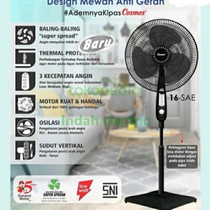 TERBARU KIPAS ANGIN COSMOS 16SAE / KIPAS ANGIN BERDIRI COSMOS 16" SAE BARU 