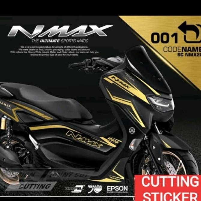 STRIPING CUTTING STICKER NEW NMAX motor Black- Sticker gold