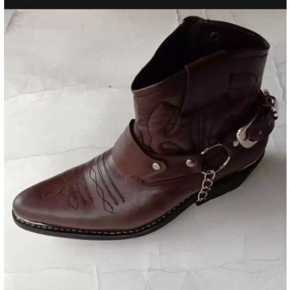 Sepatu Cowboy Jenggel Boots Biker Touring Kulit Sepatu Pria Moge