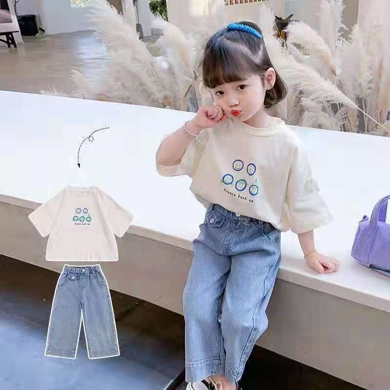 Setelan Anak Perempuan 2023 4 5 Thn  12 Tahun Pakaian Karakter Sett Main Celana Kecil Blouse Setcell