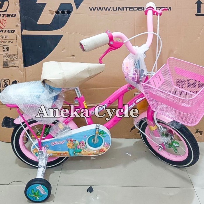 [Original] Sepeda Anak Roda Empat Cewek Perempuan United Twist 12 Inch Berkualitas