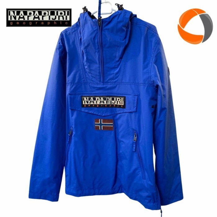 ✅New Jaket Original Napapijri Geographic Rainforest Blue Size Xl Asli 1000 Terbatas
