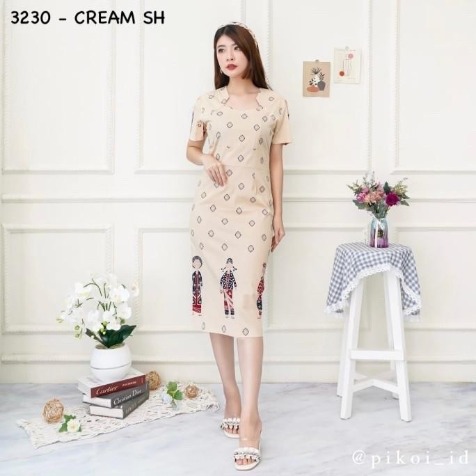 New Sale Dress Batik Wanita Modern / Dress Span Batik / Kantor / Pesta / Kerja Original