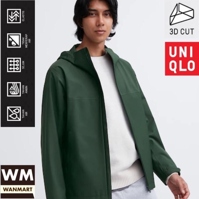READY STOCK UNIQLO JACKET MEN JAKET BLOCKTECH PARKA PRIA OLIVE !!!!!