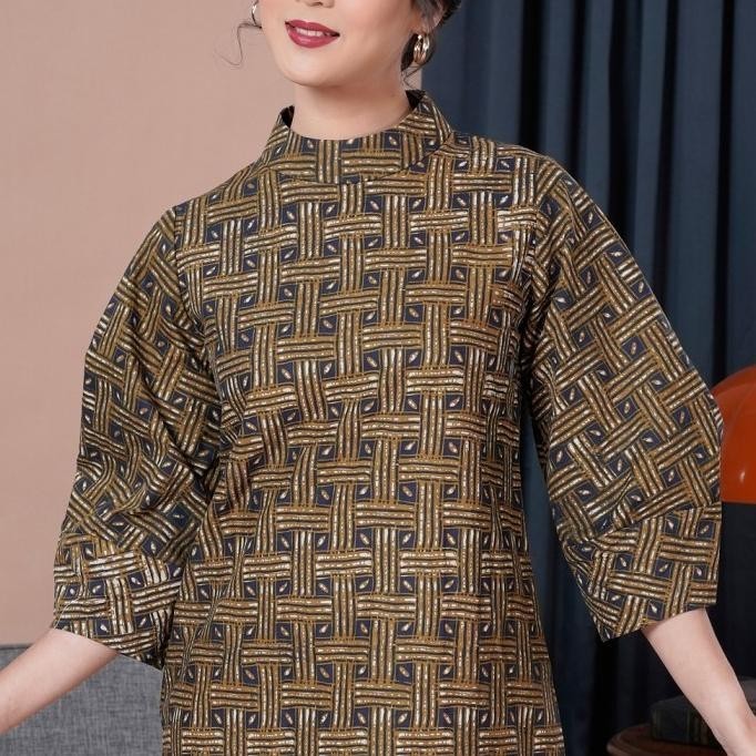 New Sale Nona Rara-Lesi Indigo D0406,Dress Kerja Batik Wanita Modern Limited Edition