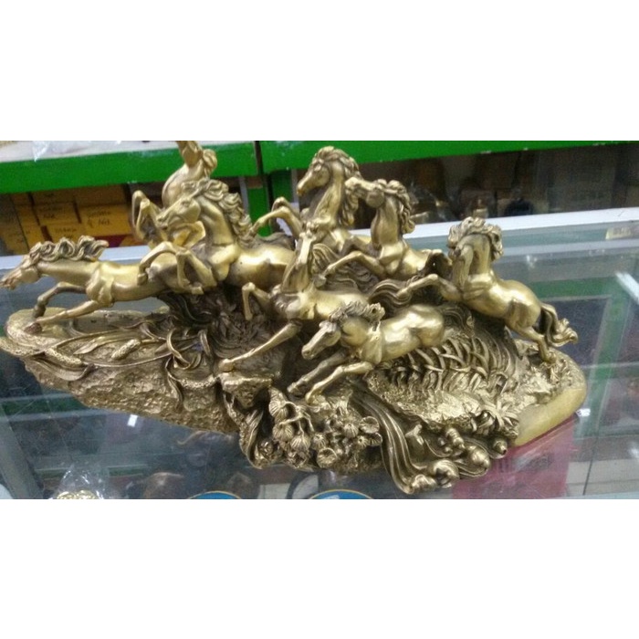 [Baru] Patung 8 Kuda Fengshui Logam Diskon