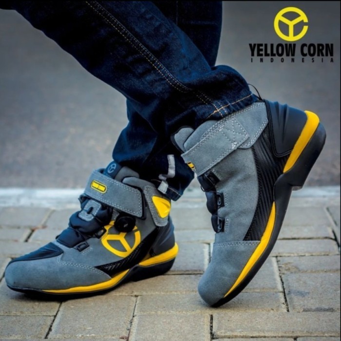 [Ori] Sepatu Yellow Corn Ys-003 Grey Yellow  Sepatu Riding  Original Berkualitas