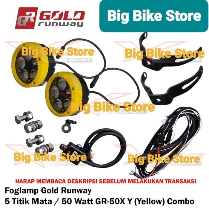 [Ori] Lampu Foglamp Gold Runway 50Watt Double Sepasang Gr-50X Y Combo Berkualitas