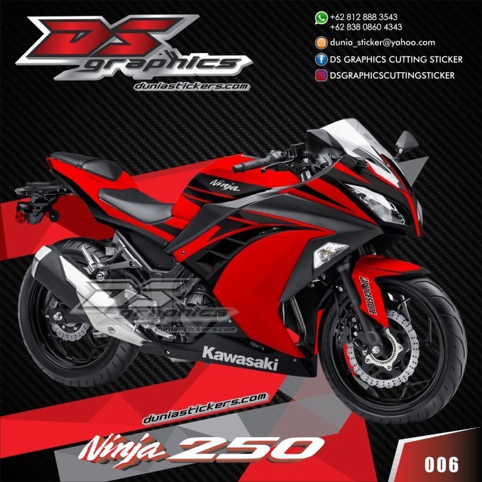 [New] Decal Ninja 250 Cutting Stiker Ninja 250 Stiker Motor Custom Limited